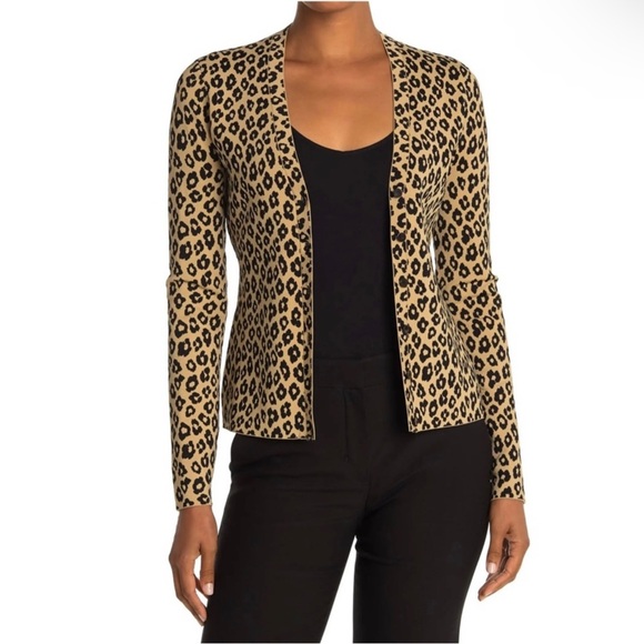 NEW THEORY LEOPARD PRINT BUTTON FRONT CARDIGAN - Picture 3 of 7